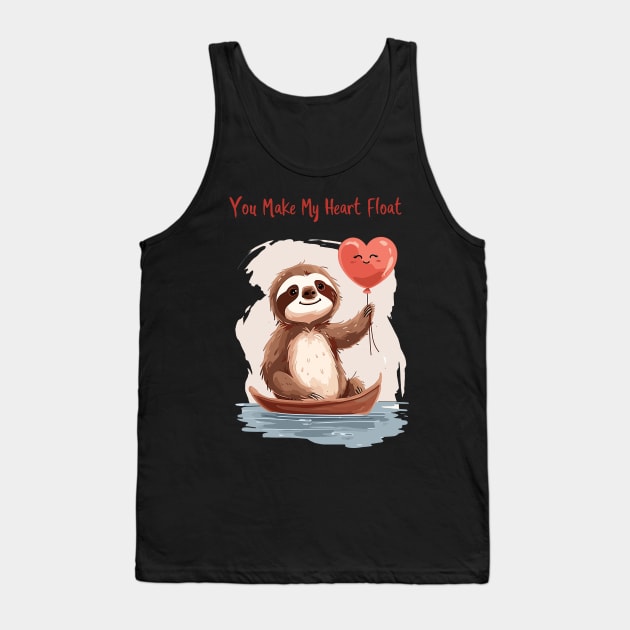 You Make My Heart Float, Cute Valentines Sloth | Sloth Love Takes Flight Tank Top by Abystoic